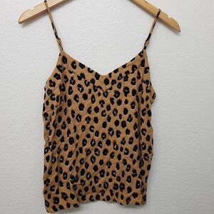 A New Day Leopard Spaghetti Strap Sleeveless Blouse Size S